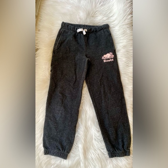 Roots Kids Original Roots Sweatpants - Black Pepper & Pink - Size 8 - Unisex - Picture 2 of 6